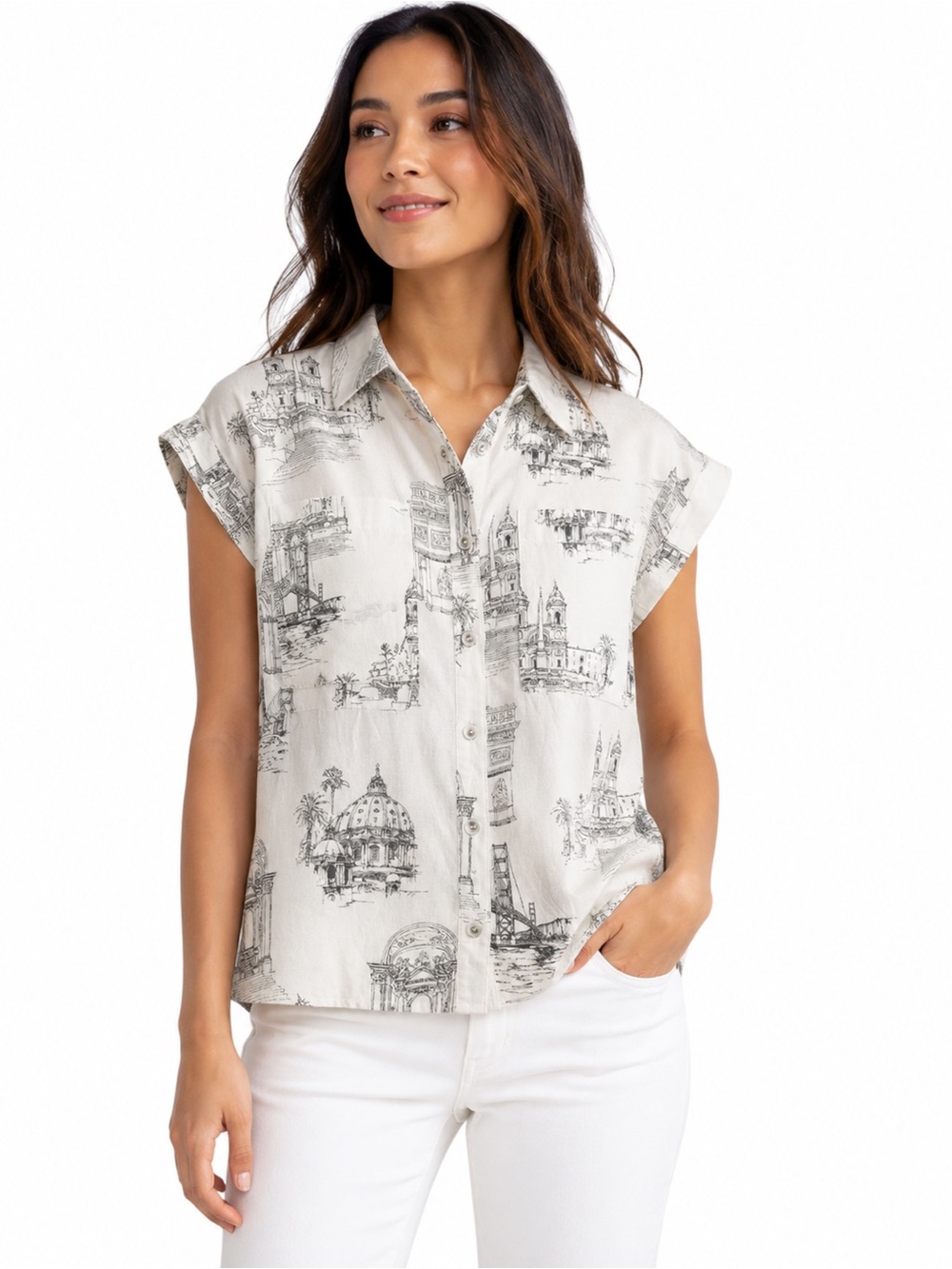 Fate MediumArchitectural
Print Button-Up Top